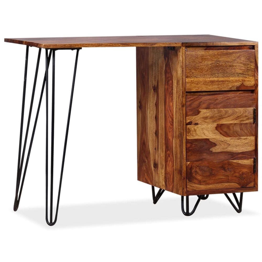 Vidaxl Písací stôl s 1 zásuvkou a 1 skrinkou, masívne sheesamové drevo